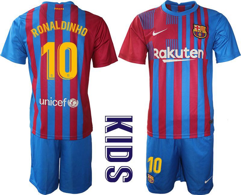 Youth 2021-2022 Club Barcelona home blue #10 Nike Soccer Jersey->barcelona jersey->Soccer Club Jersey